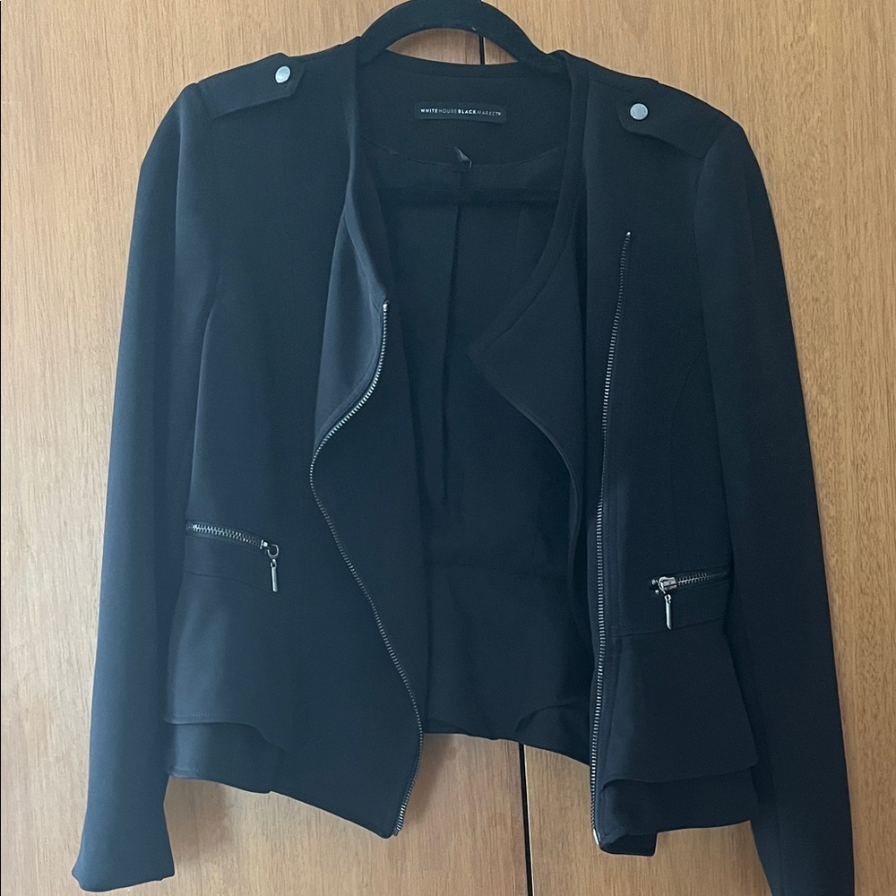 White House Black Market Black Zippered Blazer